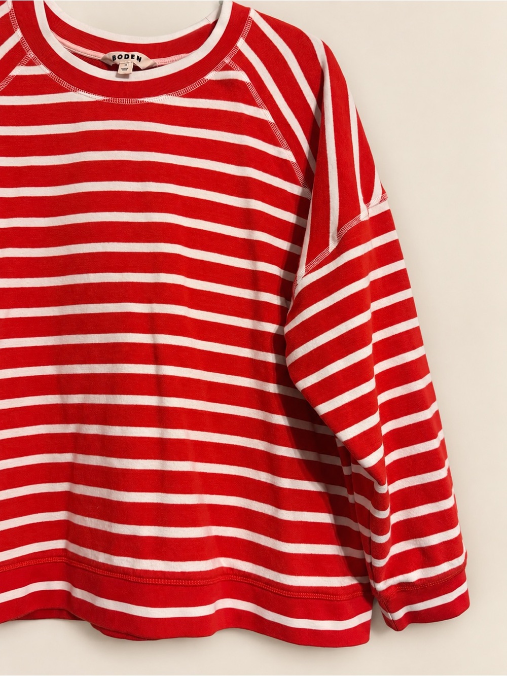 Boden Red & White Striped Sweatshirt Top Size XL - Picture 5 of 8